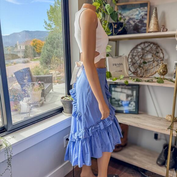 Chicwish Applause of Ruffle Tiered Frill Hem Skirt in Blue/White, Women's Small - Picture 4 of 12